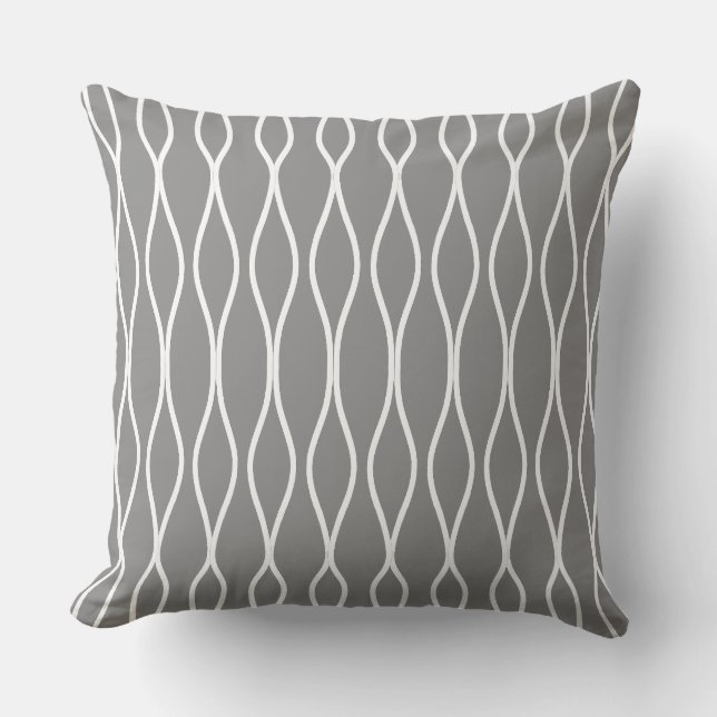 Coussin Motif géométrique ondulé abstrait sur gris argent (Recto)