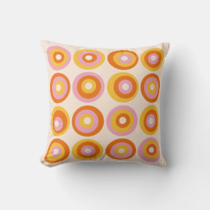 Coussin Motif géométrique orange de cercles de milieu de s