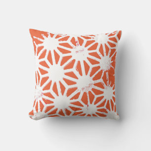 Coussin Motif géométrique orange et blanc
