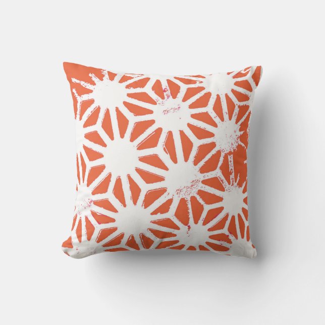 Coussin Motif géométrique orange et blanc (Recto)