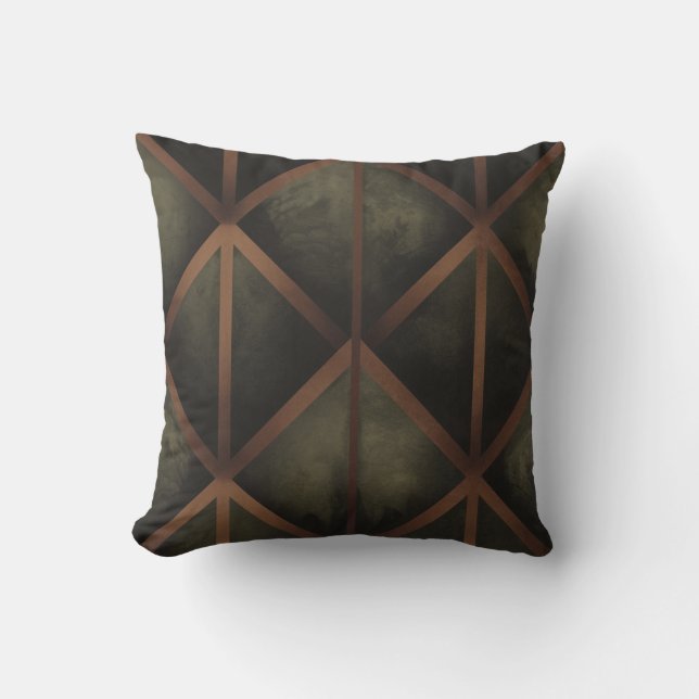 Coussin Motif Géométrique Orange Et Élégance Verte (Recto)