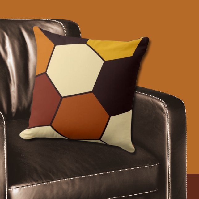 Coussin Motif géométrique orange et noir Hexagon (Orange and Black Hexagon Pattern Throw Pillow)