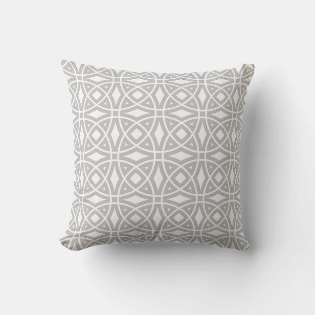 Coussin Motif géométrique oriental dans gris et blanc (Recto)