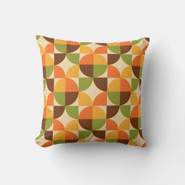 Coussin Motif géométrique rétro automne mi-mod (Recto)