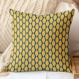 Coussin Motif géométrique rétro marine et moutarde
