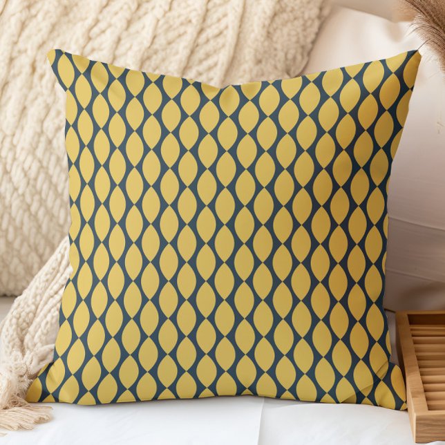 Coussin Motif géométrique rétro marine et moutarde (Créateur téléchargé)