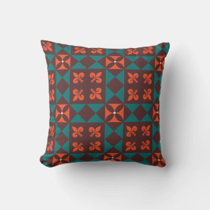 Coussin Motif géométrique rétro orange marron