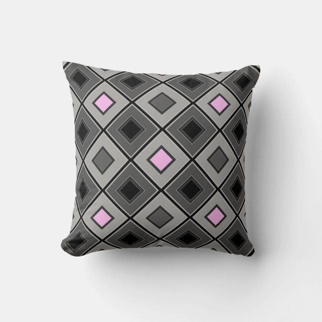 Coussin Motif géométrique rose et gris dans une cage (Recto)
