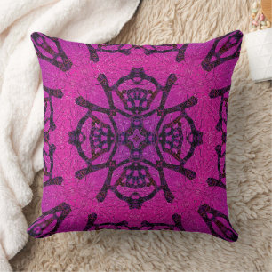 Coussin Motif géométrique rose et violet intense