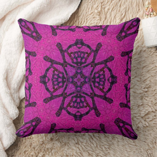 Coussin Motif géométrique rose et violet intense (Couverture)