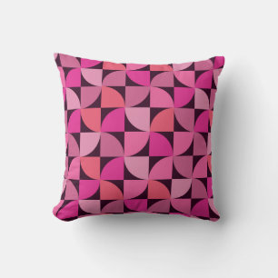 Coussin Motif géométrique rose moderne du milieu du siècle