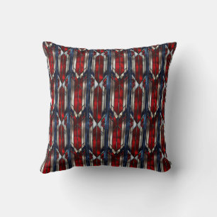 Coussin Motif géométrique rouge blanc bleu patriotique