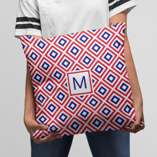 Coussin Motif géométrique rouge blanc moderne