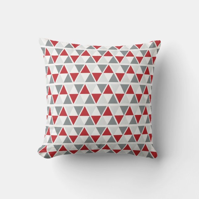 Coussin Motif géométrique rouge de blanc gris (Recto)
