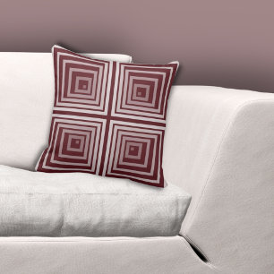 Coussin Motif géométrique rouge de boîte imbriquée carrée 