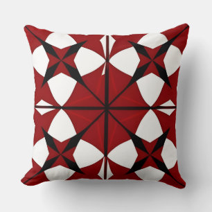 Coussin Motif géométrique rouge et noir complexe