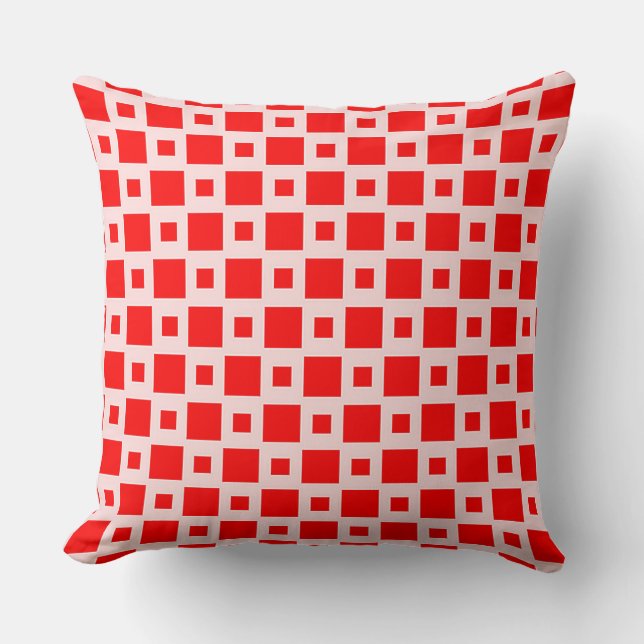 Coussin Motif Géométrique Rouge Vibrant (Recto)