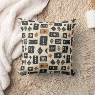 Coussin Motif géométrique rustique en boue de coton (2)