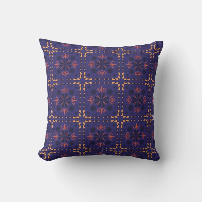 Coussin Motif géométrique sans couture avec orange et roug (Recto)