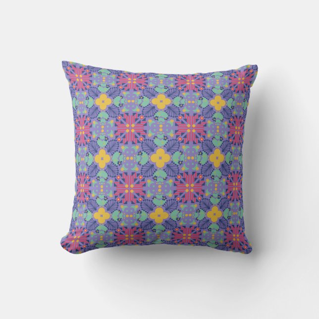 Coussin Motif géométrique sans couture avec un rose vibran (Recto)