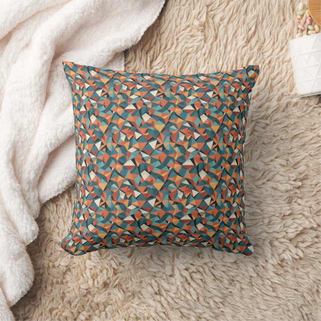 Coussin Motif géométrique sarcelle et orange du milieu du  (Couverture)