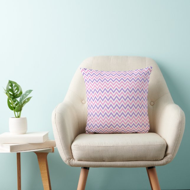 Coussin Motif géométrique simple rose et violet (Chaise)