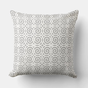 Coussin Motif géométrique spirale Abstrait en gris et blan