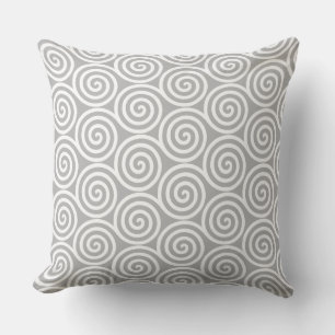 Coussin Motif géométrique spirale Abstrait en gris et blan
