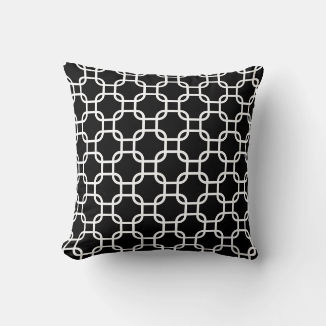 Coussin Motif géométrique superposé I Noir et Blanc (Recto)