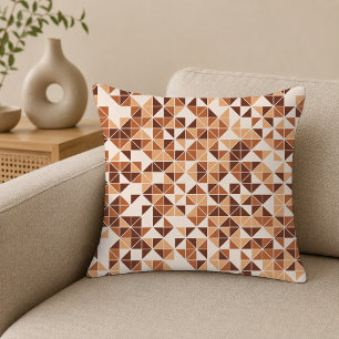Coussin Motif géométrique triangle marron caramel moderne