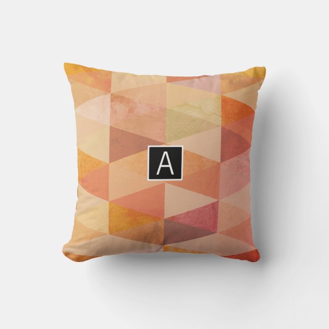 Coussin Motif géométrique Triangle souple | Monogramme (Recto)