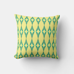 Coussin Motif Géométrique Triangles Turquoise Jaune 2