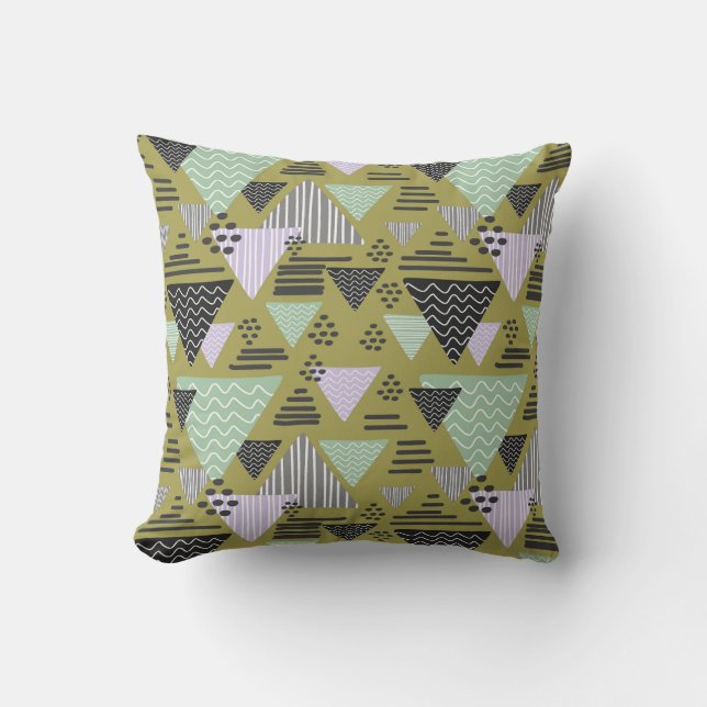 Coussin Motif géométrique triangulaire de style rétro Memp (Recto)