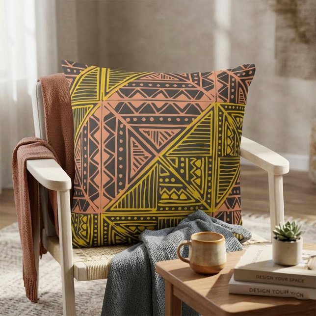 Coussin Motif géométrique tribal Boho - Mudcloth Aztèque  (Créateur téléchargé)