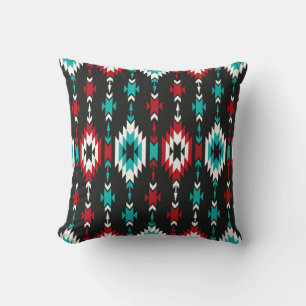 Coussin Motif géométrique tribal transparent coloré. Ethni