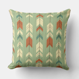 Coussin Motif géométrique Tribal Vert Pastel doux