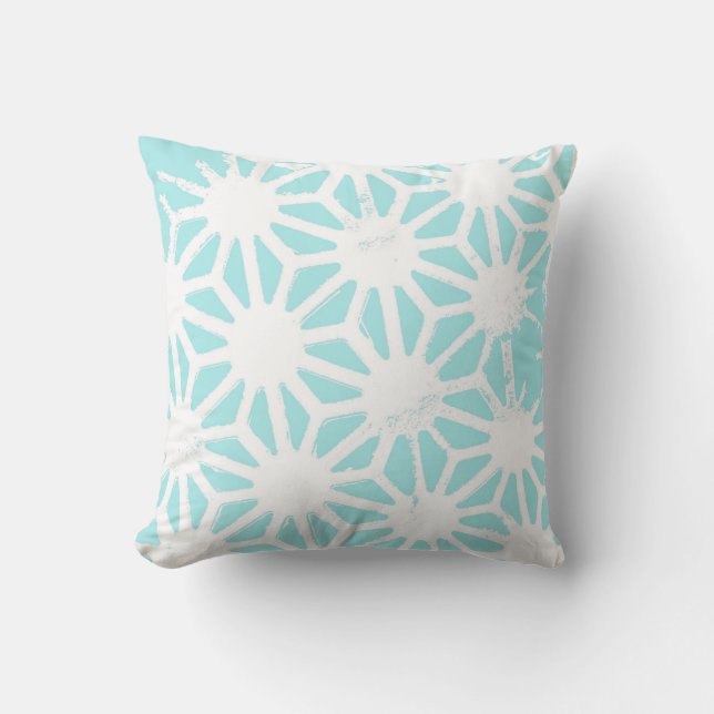 Coussin Motif géométrique turquoise (Recto)