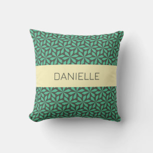 Coussin motif géométrique vert et jaune