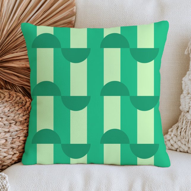 Coussin Motif géométrique vert rétro de la modernité du mi (Créateur téléchargé)