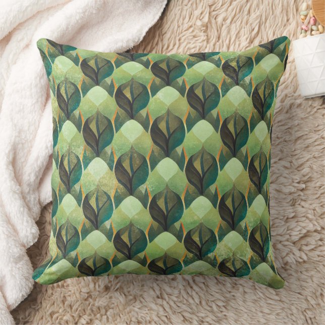 Coussin Motif géométrique vert vintage ton terre (Couverture)