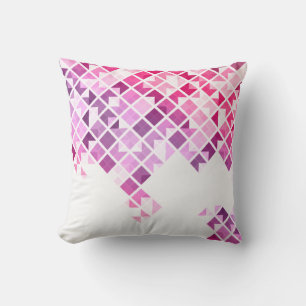 Coussin Motif géométrique violet, rose et blanc
