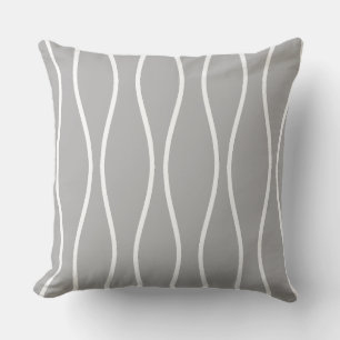 Coussin Motif géométrique Wavy Abstrait en gris clair