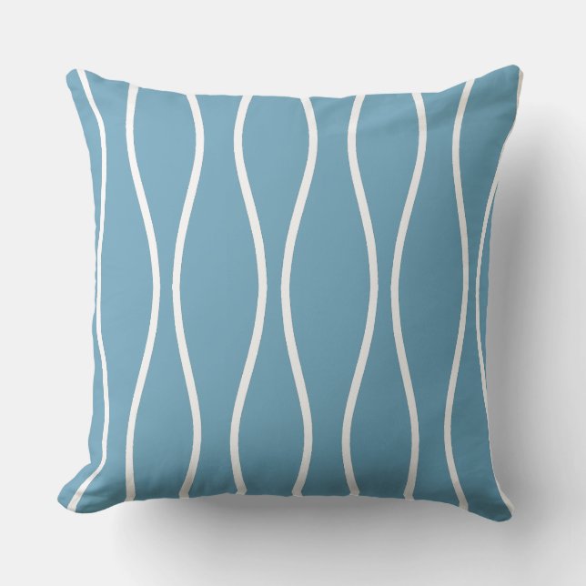 Coussin Motif géométrique Wavy Abstrait sur Turquoise (Recto)