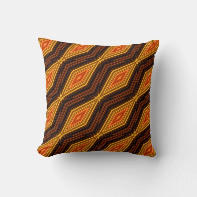 Coussin Motif géométrique zigzag moderne marron et beige (Recto)
