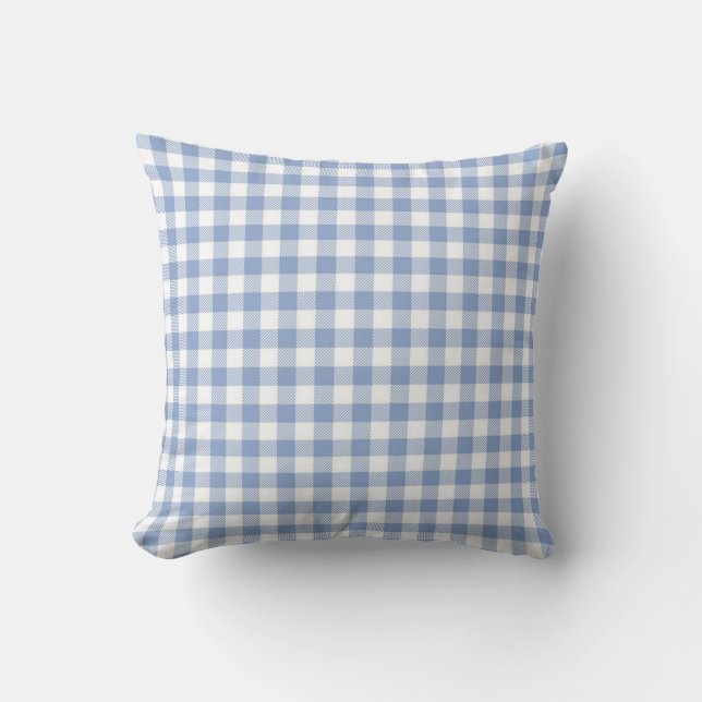 Coussin Motif Gingham Bleu Clair Imprimé Carreaux Classiqu (Recto)