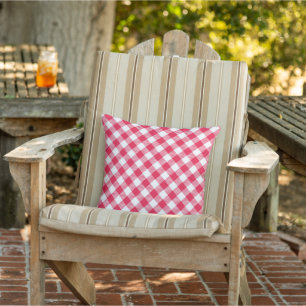 Coussin Motif Gingham Rouge et Blanc Classique Rustique