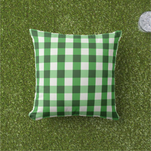 Coussin Motif Gingham Vert Forêt