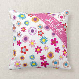 Coussin Motif Girly nommé fait sur commande floral de