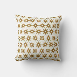 Coussin Motif Gold & White Starburst