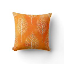 Coussin Motif Golden Orange Leaf